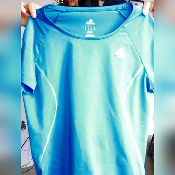 ADIDAS TECHFIT WOMENS BLUE SIZE L SPORTS TOP - Picture 5 of 5